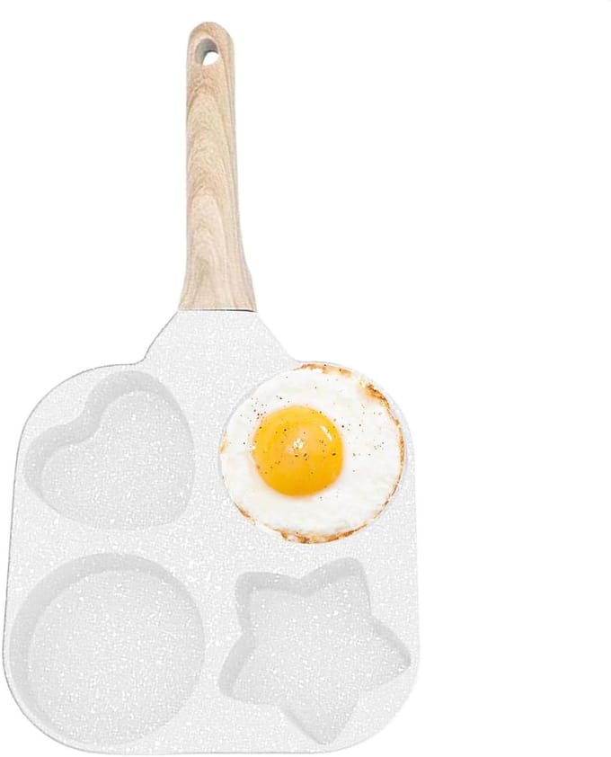 Omelet Pan - Eierpan Vormen - Ontbijt Maken - Vier Vormen - 18 cm - Wit