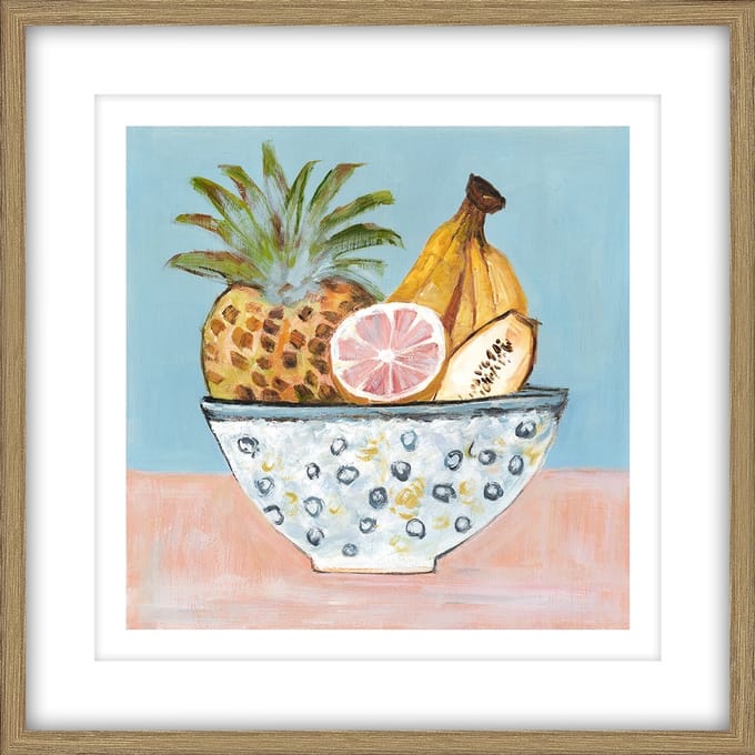Schilderij met frame 60x60cm fruitschaal