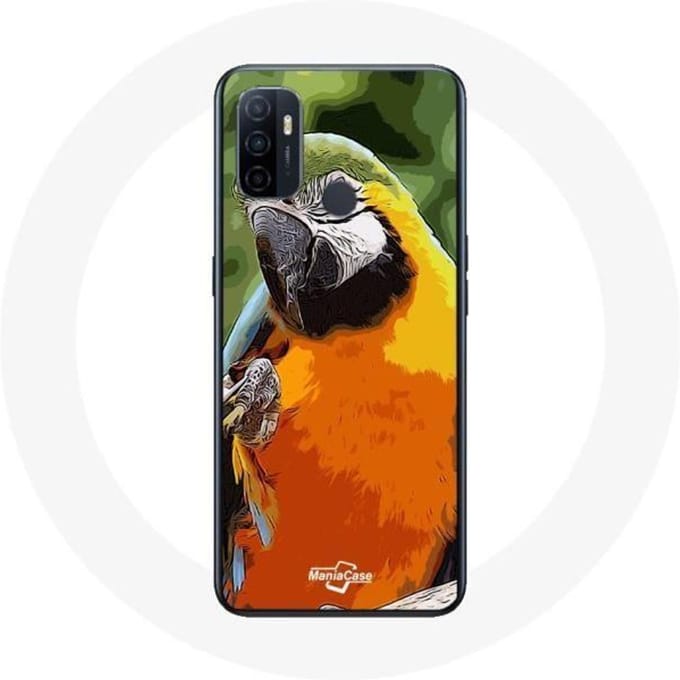 Oppo A53 hoesje Macaws Parrot Oranje Groen