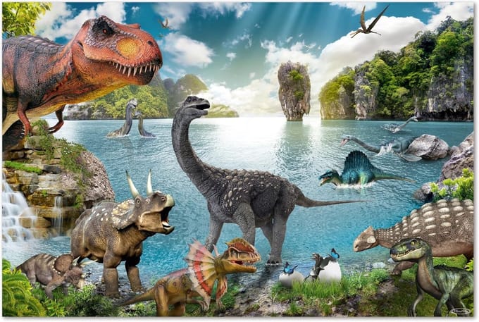 Bureauonderlegger Dinosaurus - Kinder bureau mat - Creatief Werken - Afwasbaar en Scheurvast - 60 x 40 cm - Multicolor