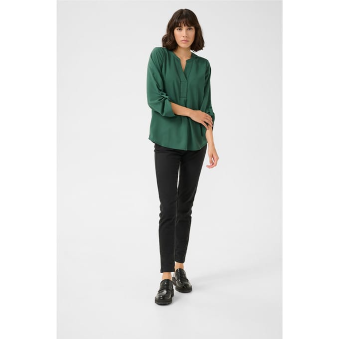 Blouse met korte mouwen Regular fit Garden Topiary green