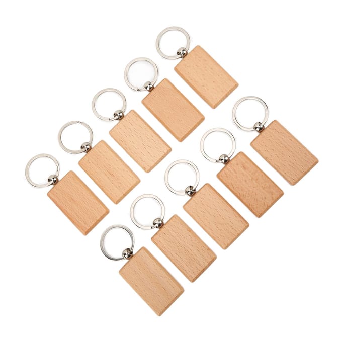 10 Stuks Blanco Houten Sleutelhanger Glad Duurzaam Stevig Lichtgewicht Uniforme Maat Onbewerkt Hout Sleutelhanger white