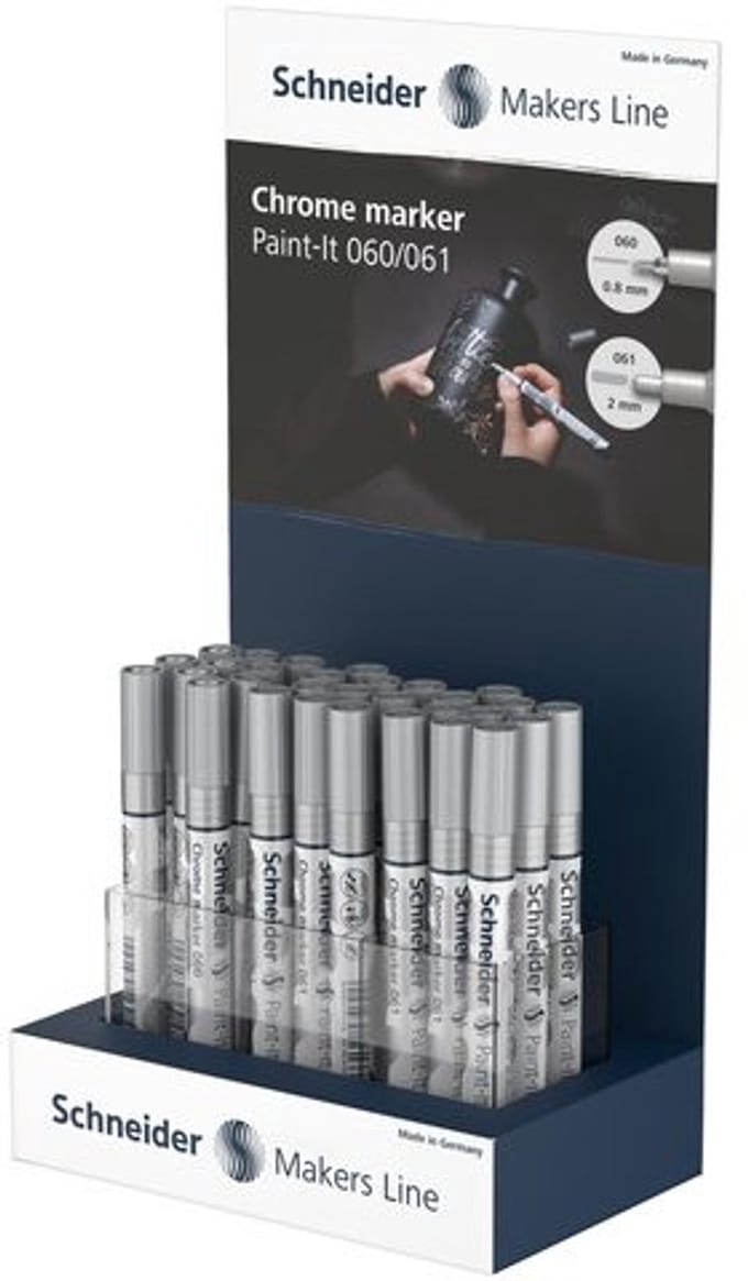 Chrome marker Schneider Paint-it 060/061 display 30 stuks 0.8 en 2 mm