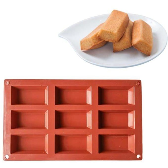 Moule financiers - ALURRA - 9 cavités - Silicone - Rouge - 1 pièce
