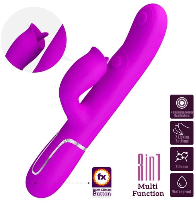 PRETTYLOVE Gigi Vibrator Licking And Thumping Fuchsia