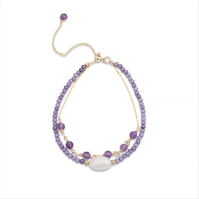 Bracelet - Luxenter - Ekhao - finition or jaune 18K - Zircone cubique d'améthyste - 16 cm white