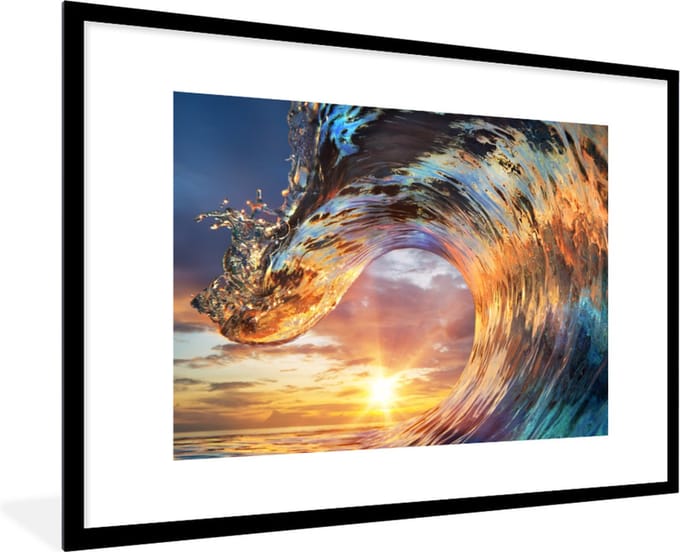 Fotolijst incl. Poster - Zee - Golf - Kleuren - 120x80 cm - Posterlijst
