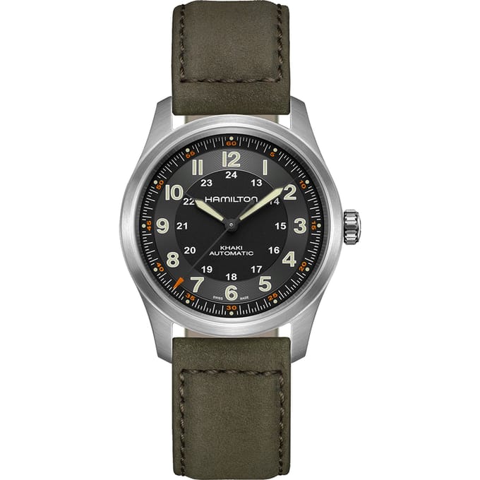 Hamilton Khaki Field Titanium Black Dial Automatic H70205830 100M Heren horloge zwart