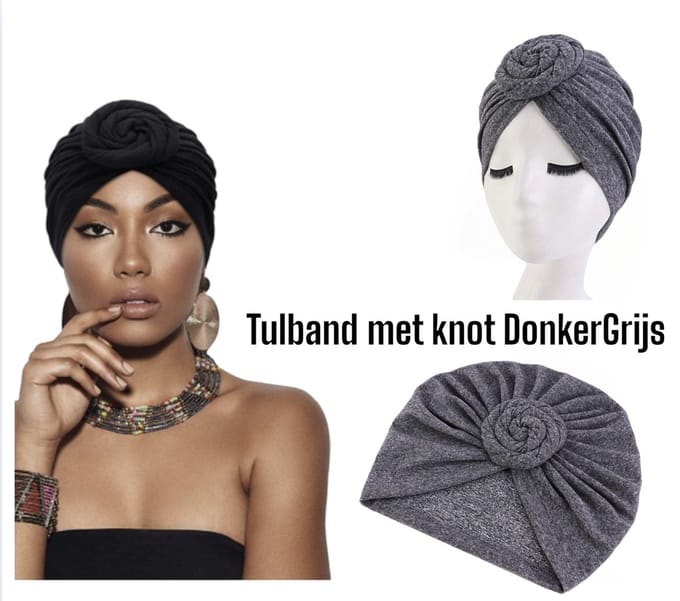 Cabantis Tulband met Knot - Hoofddeksel - Islamitisch - Tulband - Muts - Cabantis - Donkergrijs