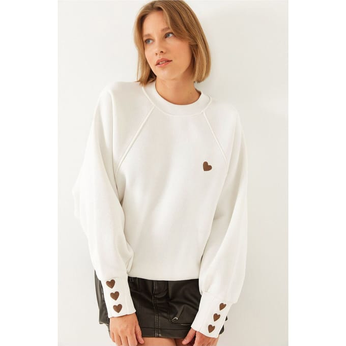Geborduurd Ronde Hals Lange Mouwen Sweatshirt