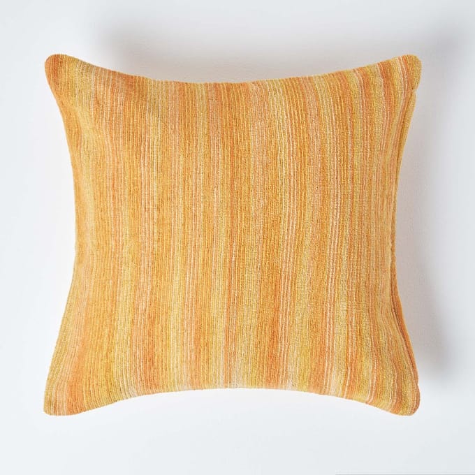 Homescapes Terracotta Gestreepte Chenille Kussenhoes 60 x 60 cm