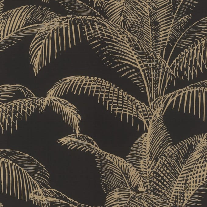Rasch 406832 – Maya Botanisch Vliesbehang Zwart goud Bladeren