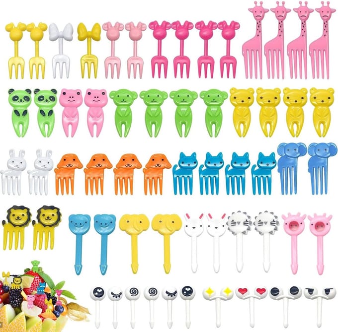 Mini Voedselprikkers met Fruit- en Dierenthema - 60 Stuks voor Lunch, Bento en Desserts