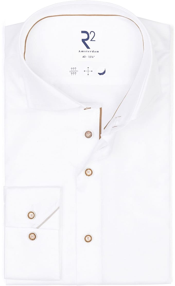 R2 Overhemd Twill Wit - Maat 37 - Heren - Overhemden Formeel