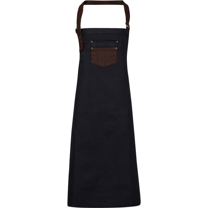 Premier Divisie Slabbetje Schort (Indigo denim/bruin denim)