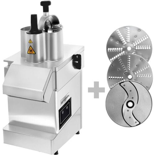 GGM Gastro Professionele groentesnijmachine - 550W - Verstelbare snijdikte: 2-8mm - incl. 2 raspschijven zilver