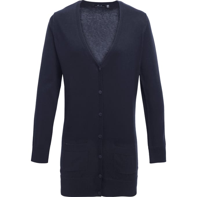 Premier Dames/Dames Longline V Hals Gebreid Vest (Marine)