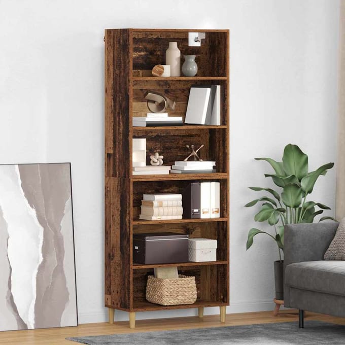 vidaXL - Highboard - Oud - Hout - 69,5 - x - 32,5 - x - 180 - cm - Bewerkt - hout