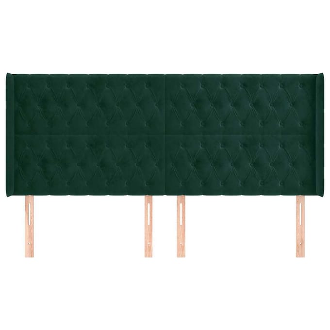 vidaXL - Hoofdbord - met - randen - 183x16x118/128 - cm - fluweel - donkergroen