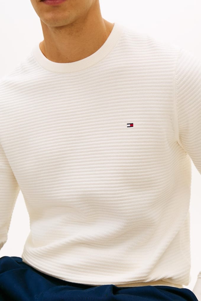 Tommy Hilfiger Seasonal Structure Crewneck Ivory Petal Größe: XL | Pullover Outlet | Herren | Weiß