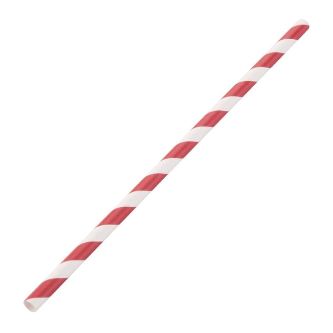 Fiesta Green Composteerbare Papieren Rietjes - Rood-Wit - Gestreept - 21cm ( 250 Stuks )