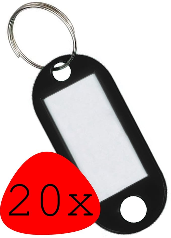 Sleutellabels Sleutelhanger Sleutellabel Bagagelabel Naamlabels - Zwart - 20x