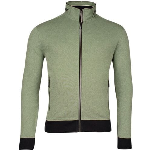 Baileys Vest Sweat Cardigan Zip Two-Tone Oxford Doubleface Jacquard Interlock Olijf Groen / male
