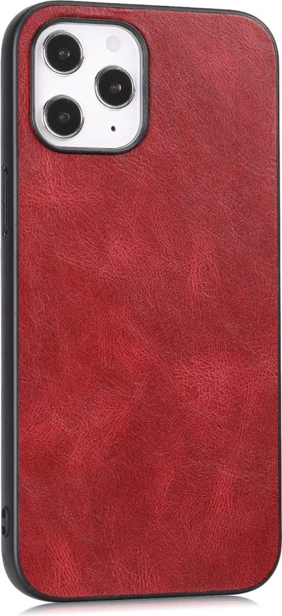 Peachy Leather Look kunstleer hoesje geschikt voor iPhone 12 Pro Max - rood