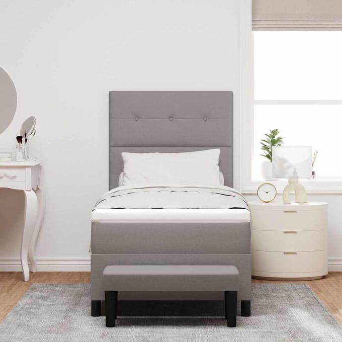 vidaXL - Boxspring - bed - met - hoofdeinde - Taupe - 100 - x - 200 - cm - Stof