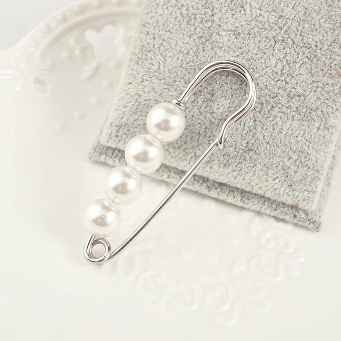 zalati Badge Broche Pin, Pearl, Metaal