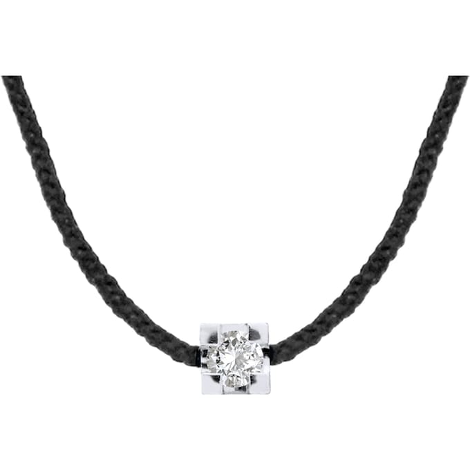 Ketting Diamond Solitaire 0030 Cts Black Nylon 925