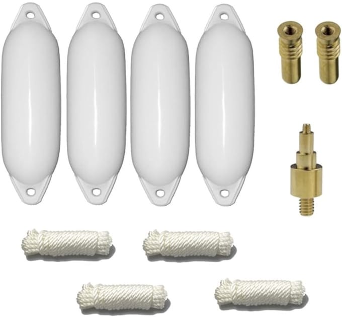 Set van 4 met Majoni Star 55 stootwillen incl. spatelleidingen, 2 vervangingsventielen, 1 ventieladapter - wit, 90 x 30 cm