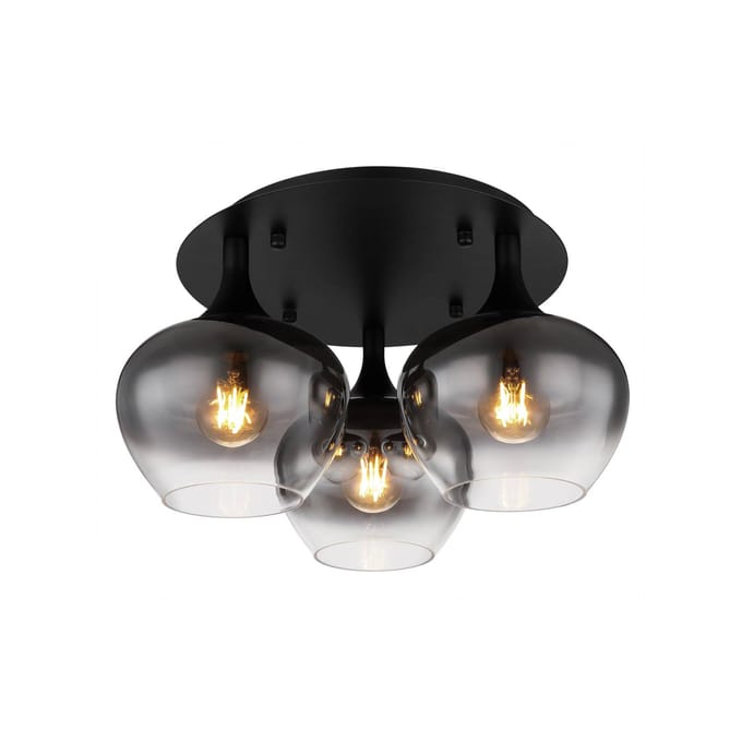 Globo - plafonniere - Maxy - zwart - glas smoke glas - Ø 45cm - E27 - 15548-3D
