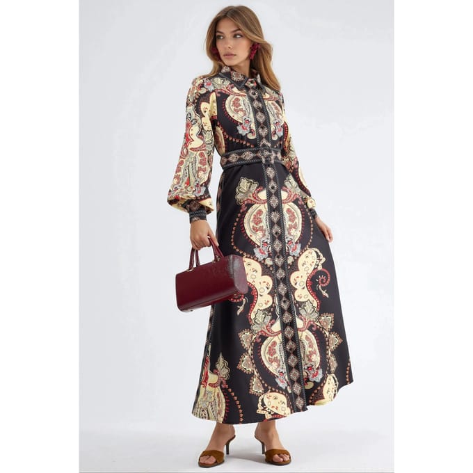 Patroon Maxi-jurk met Riem