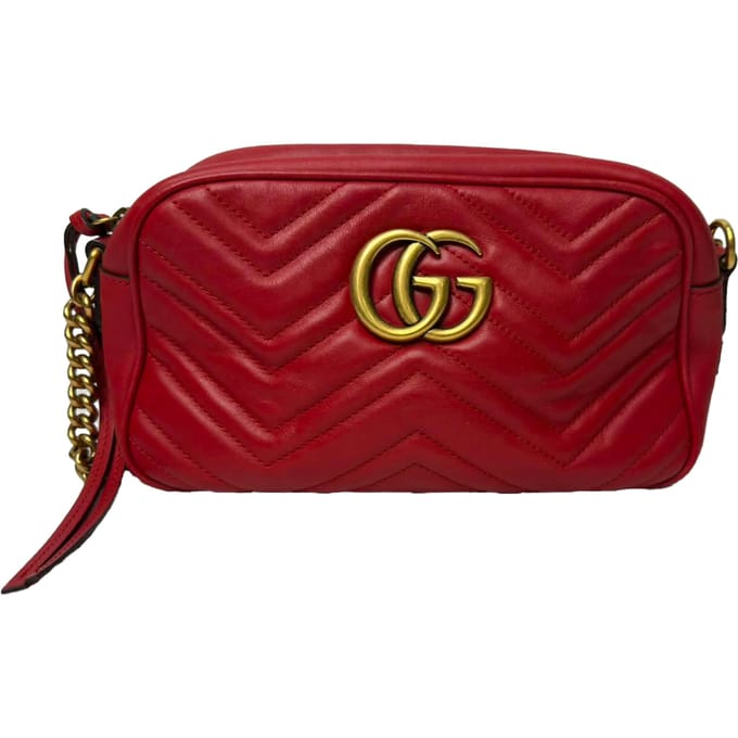 Gucci Gequiltede Marmont Kleine Camera Tas in Rode Leer