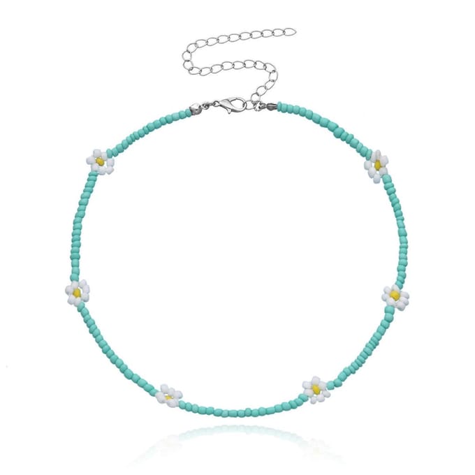 Jomide Choker Bloemetjes - Turquoise