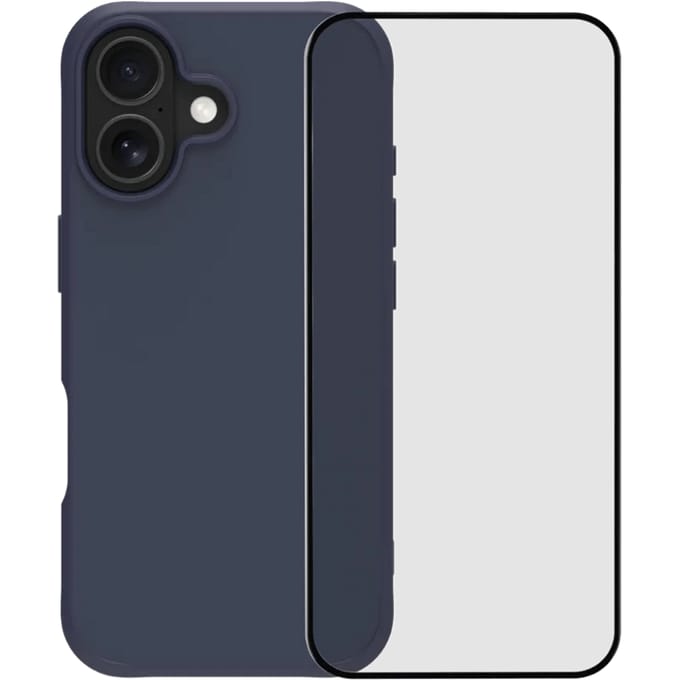 BlueBuilt Protective Back Cover met MagSafe iPhone 17 Blauw + BlueBuilt iPhone 17 Screenprotector Glas