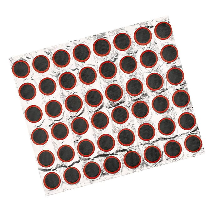 48 pièces Patch Pneu Vélo Caoutchouc Auto-adhésif Patch Réparation Crevaison Cyclisme pour VTT Vélo de Route Rond 25mm red
