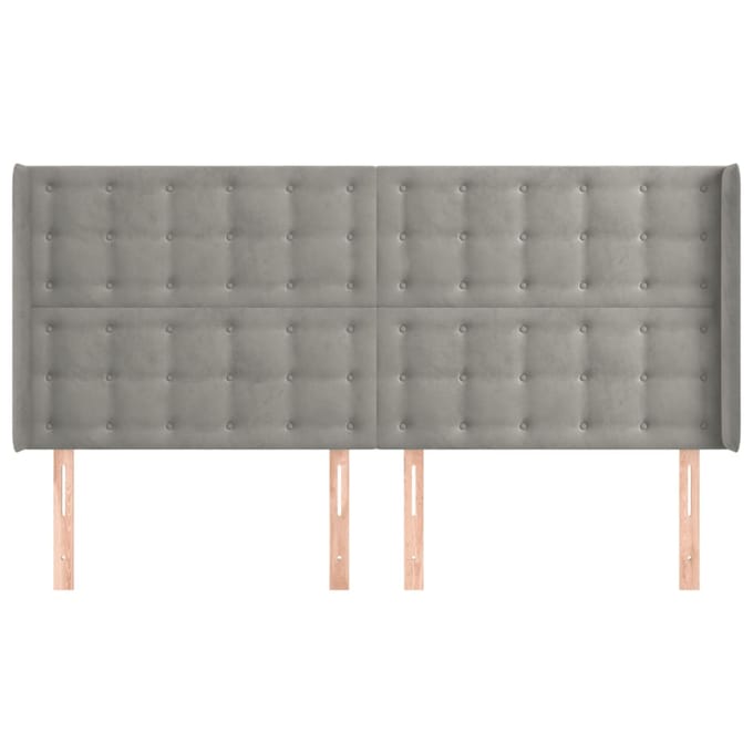 vidaXL - Hoofdbord - met - randen - 203x16x118/128 - cm - fluweel - lichtgrijs