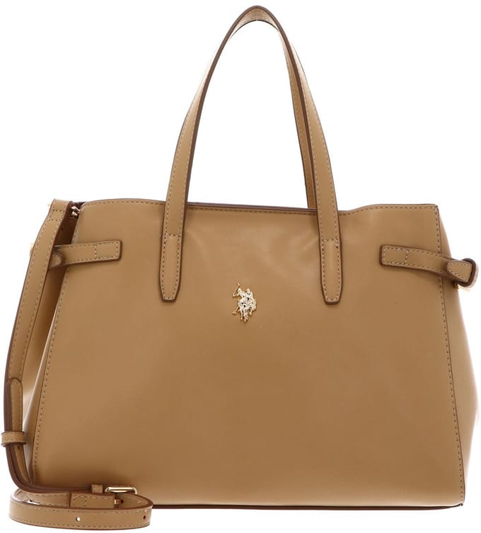 U.S. POLO ASSN. handtas schoudertas Guildford Double Handle Bag Camel Yellow bruine