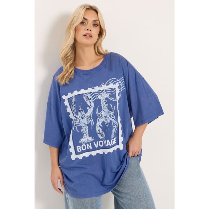 Yours Blauw 'Bon Voyage' Tshirt Size 42