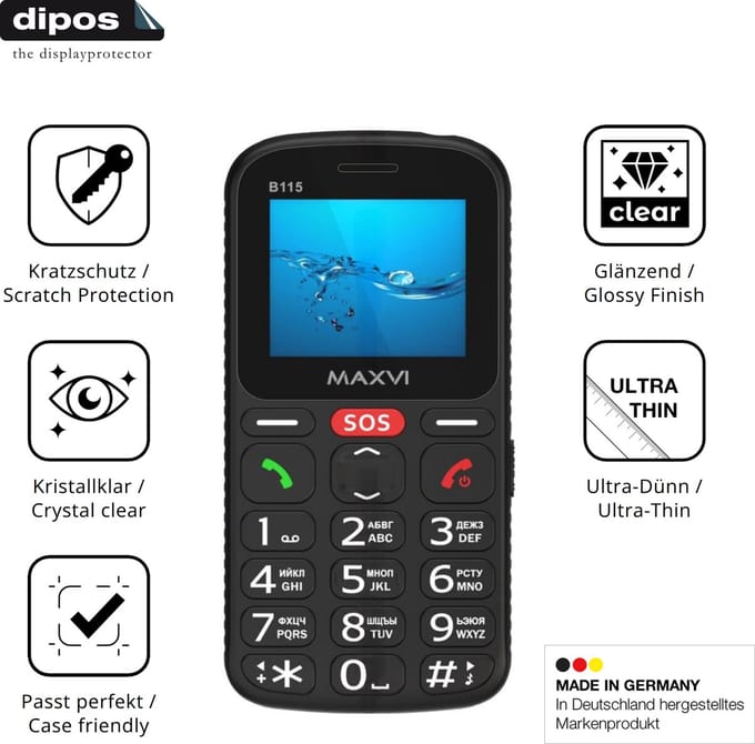 dipos – 4x Beschermfolie geschikt voor Maxvi B115 | Krasbestendige & heldere Screenprotector Ultra-Thin
