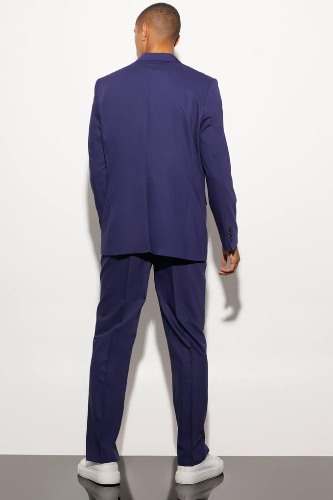 Relaxed Fit Single Breasted Suit Jacket | Navy | Size 48