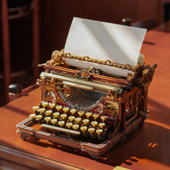 Robotime Mechanical Typewriter (magic version) - LK703C - ROKR Mechanical Gears Series - Typemachine - Bouwpakket - Knutselen