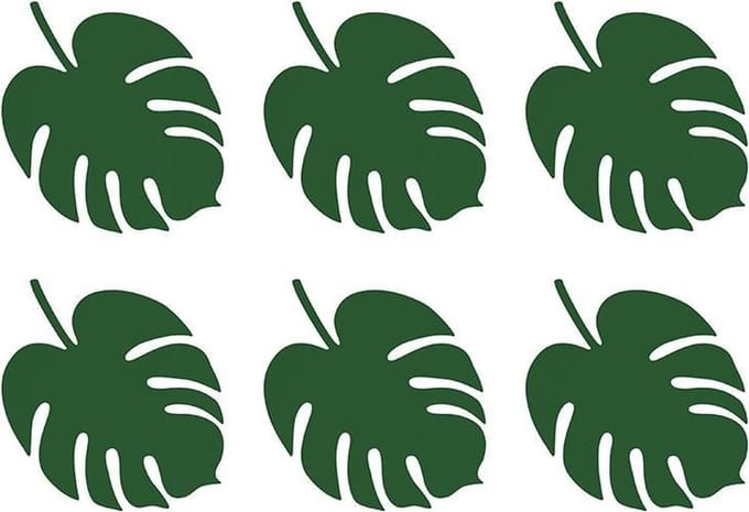 PARTYDECO - 6 Hawaiiaanse Monstera blad tafeldecoraties groen
