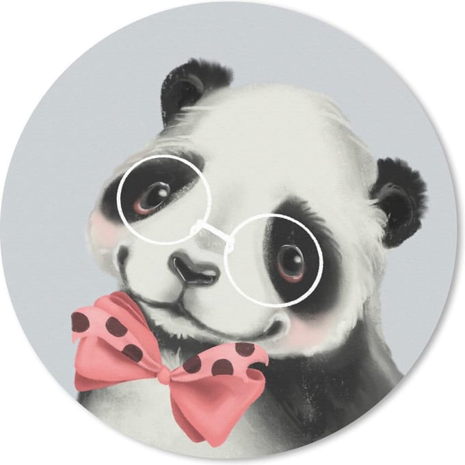 Muismat rond 20x20 cm - Mousepad Panda - Kinderen - Strik - Ronde muismatten