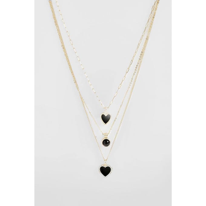 boohoo Dames Drieketen Hartbedelketting | Goud