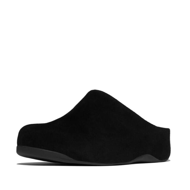 FitFlop Shuv Tumbled-Leather Clogs ZWART - Maat 37