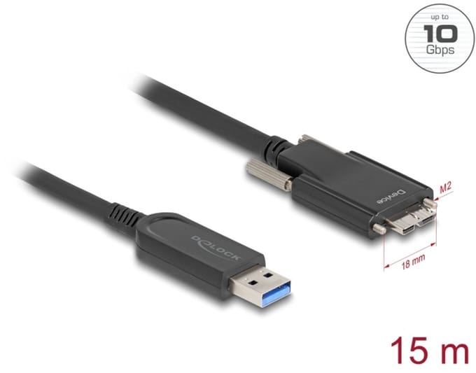 Delock Active Optical Cable USB 10 Gbps Type-A male to Type Micro-B male with screws 15 m