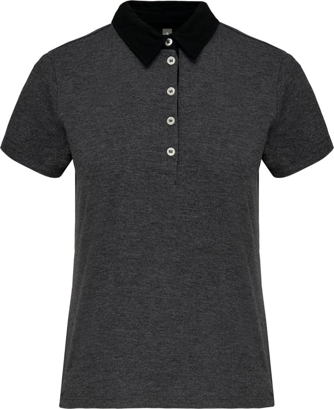 Kariban Tweekleurige damespolo jersey K261 - Dark Grey Heather / Black - S